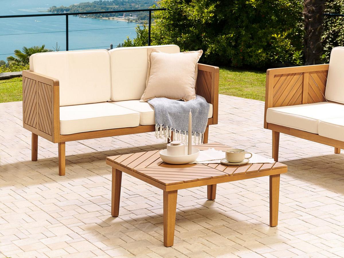 GARTEN Beistelltisch Akazienholz hellbraun 70/70 cm Baratti - Hellbraun, Holz (70/70/33cm) - Beliani
