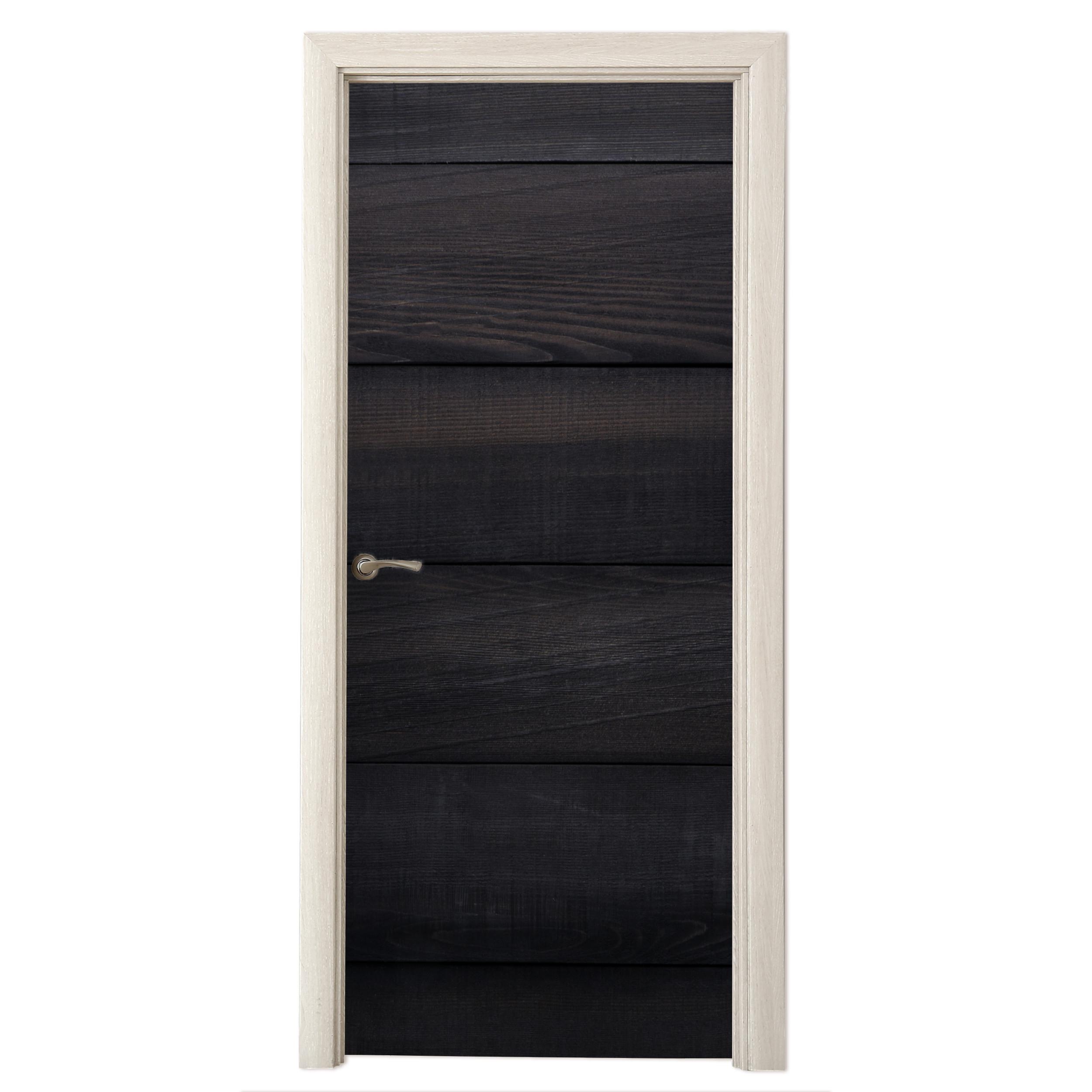 TÜRAUFKLEBER Schwarzer Hintergrund mit einer Plankenstruktur Fototapete selbstklebend 80x205 cm - Türtapete - Schwarz, Kunststoff (80/0.1cm) - MuchoWow
