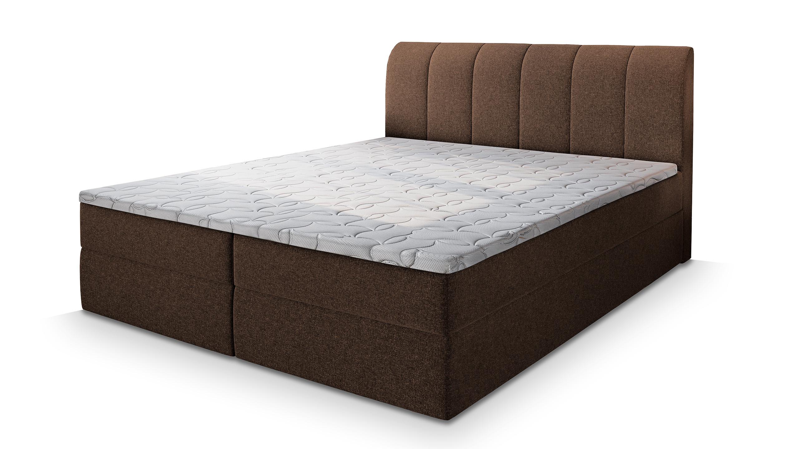 BOXBETT CEVANO 180x200 cm mit Matratze und Topper - Braun - Braun, Holz (180/200cm) - MASSENO