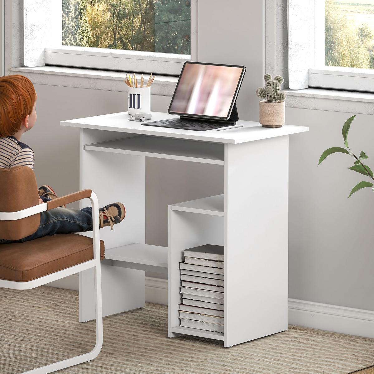 COMPUTERTISCH Spanplatte Weiß - Weiß, Holzwerkstoff (80/45/75cm) - HOMCOM