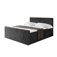 BOXBETT mit Matratze H3 und Lattenrost - TOLO-Z-v1 - 160x200 Cord - Schwarz - Schwarz, Holzwerkstoff (160/200cm)