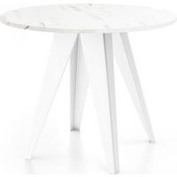 ESSTISCH Griffin runder ausziehbarer, Marmor Weiß 100-140/100/76 cm - Ecru/Weiß, Holzwerkstoff/Metall (100/140/76cm) - WFL GROUP