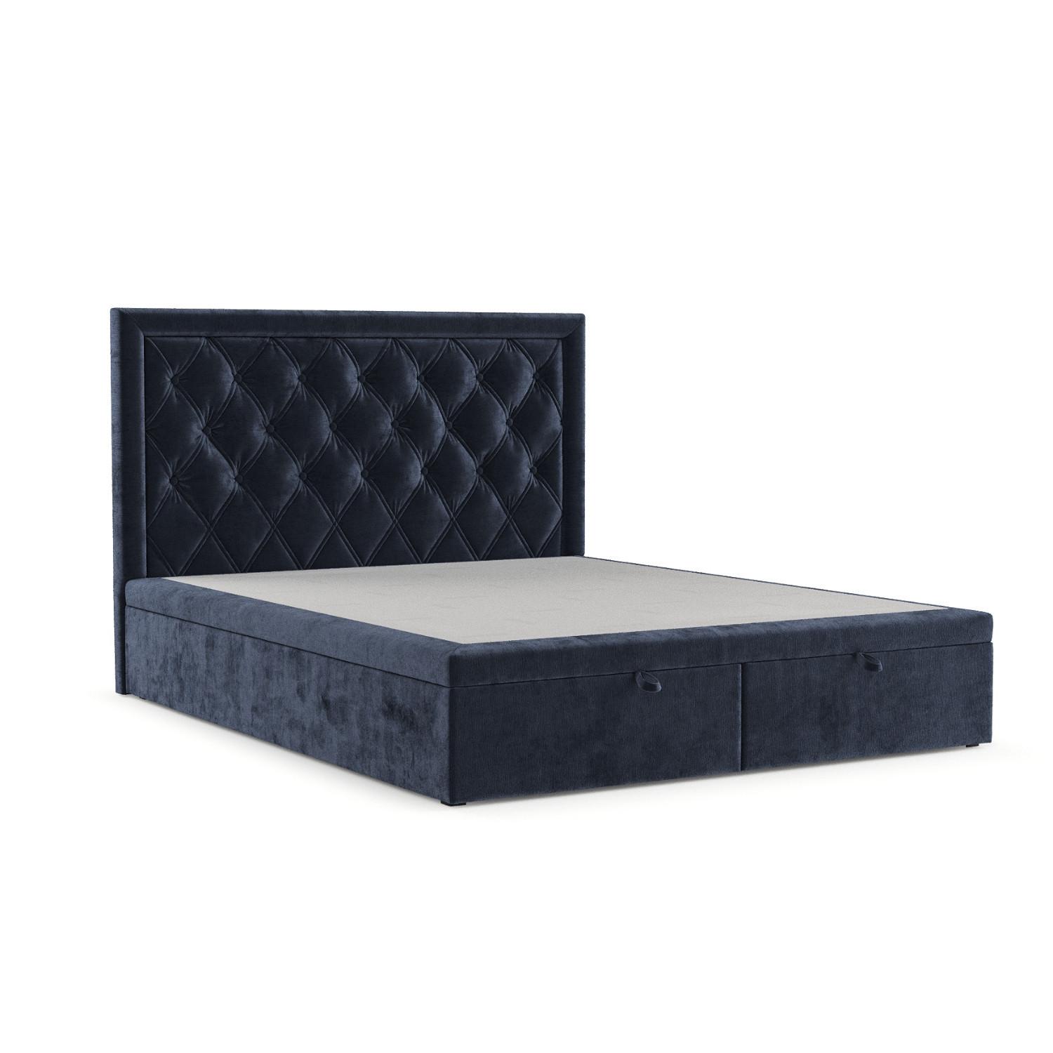 POLSTERBETT Nicobar mit Stauraum 180/200 cm Marineblau im Lotta Stoff - Schwarz/Dunkelblau, Holz/Holzwerkstoff (180/200cm) - AltaBeds