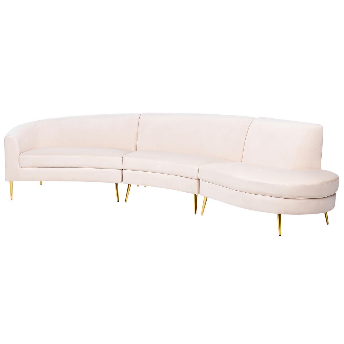 SOFA Samtstoff Hellbeige Moss - Beige, Textil (350/87/85cm) - Beliani