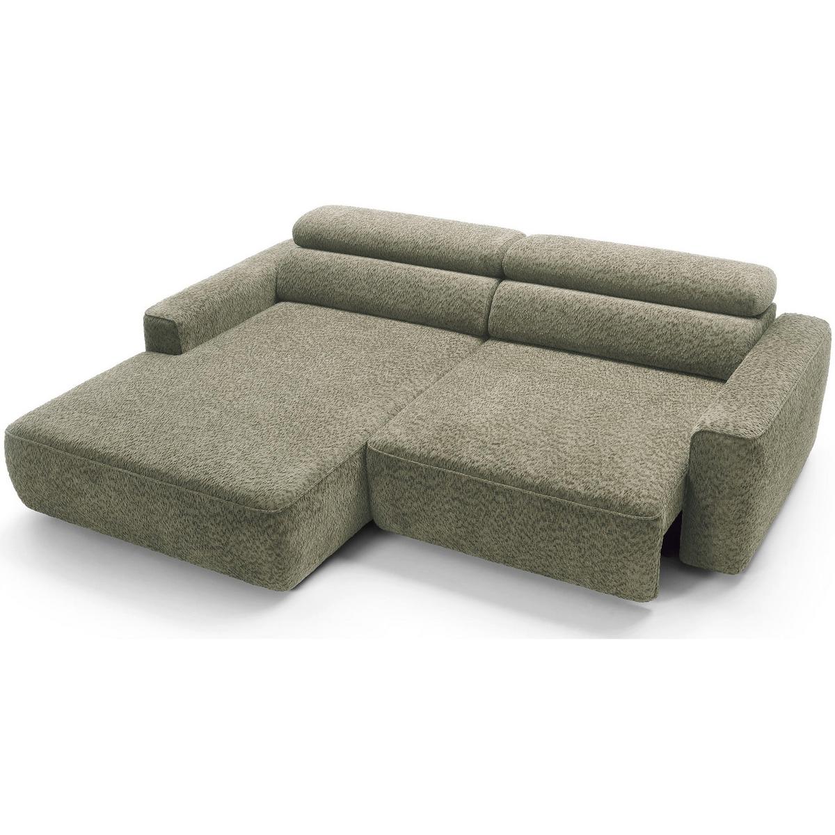 ECKSOFA Fando Salbeigrün Chenille - Schwarz/Hellgrün, Kunststoff/Textil (252/182cm) - Selsey