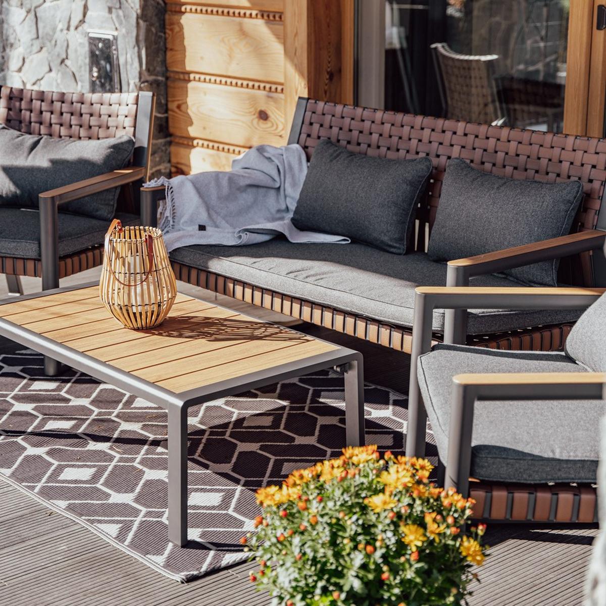 GARTENMÖBEL-SET TEXAS für 4 Personen - Grau, Holzwerkstoff - RAUMHIRSCH FURNITURE