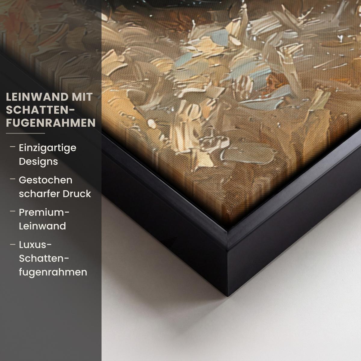LEINWAND Bilder mit Rahmen - Katze - Weihnachten - Winter - Tier - 70x50 - Bernsteinfarben, Textil (70/50cm) - MuchoWow