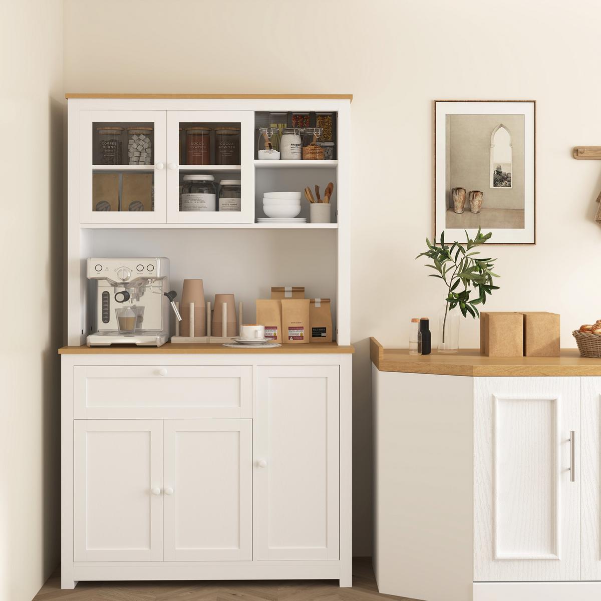 KÜCHENSCHRANK aus MDF 100/40/180 cm Weiß - Weiß, Holzwerkstoff (40/180/100cm) - HOMCOM