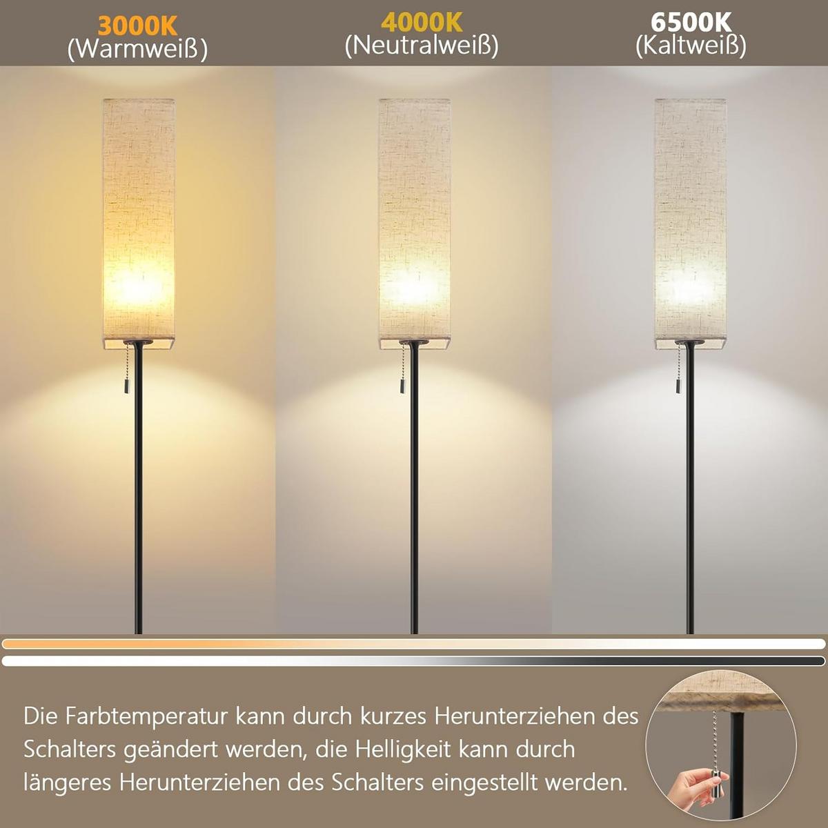 LED STEHLAMPE Hellan 10.5/10.5/151 cm - Schwarz, Textil/Metall (10.5/10.5/151cm) - ZMH