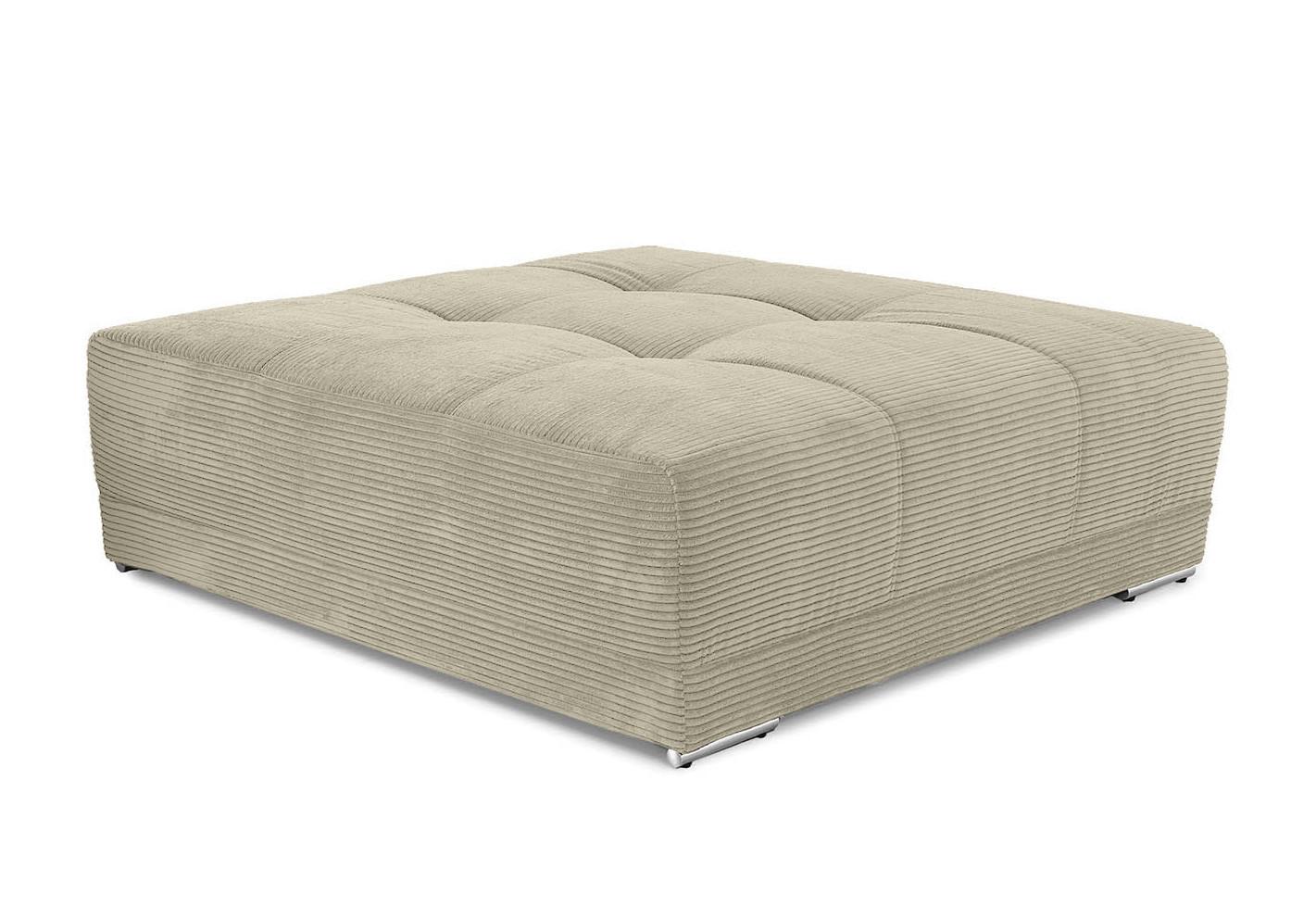 POLSTERHOCKER XXL Federkern B120/T120/H39 cm (passend zum BIG-SOFA) Cord Beige Grau / 15177 - Chromfarben/Greige, Textil/Metall (120/39/120cm) - luma-home