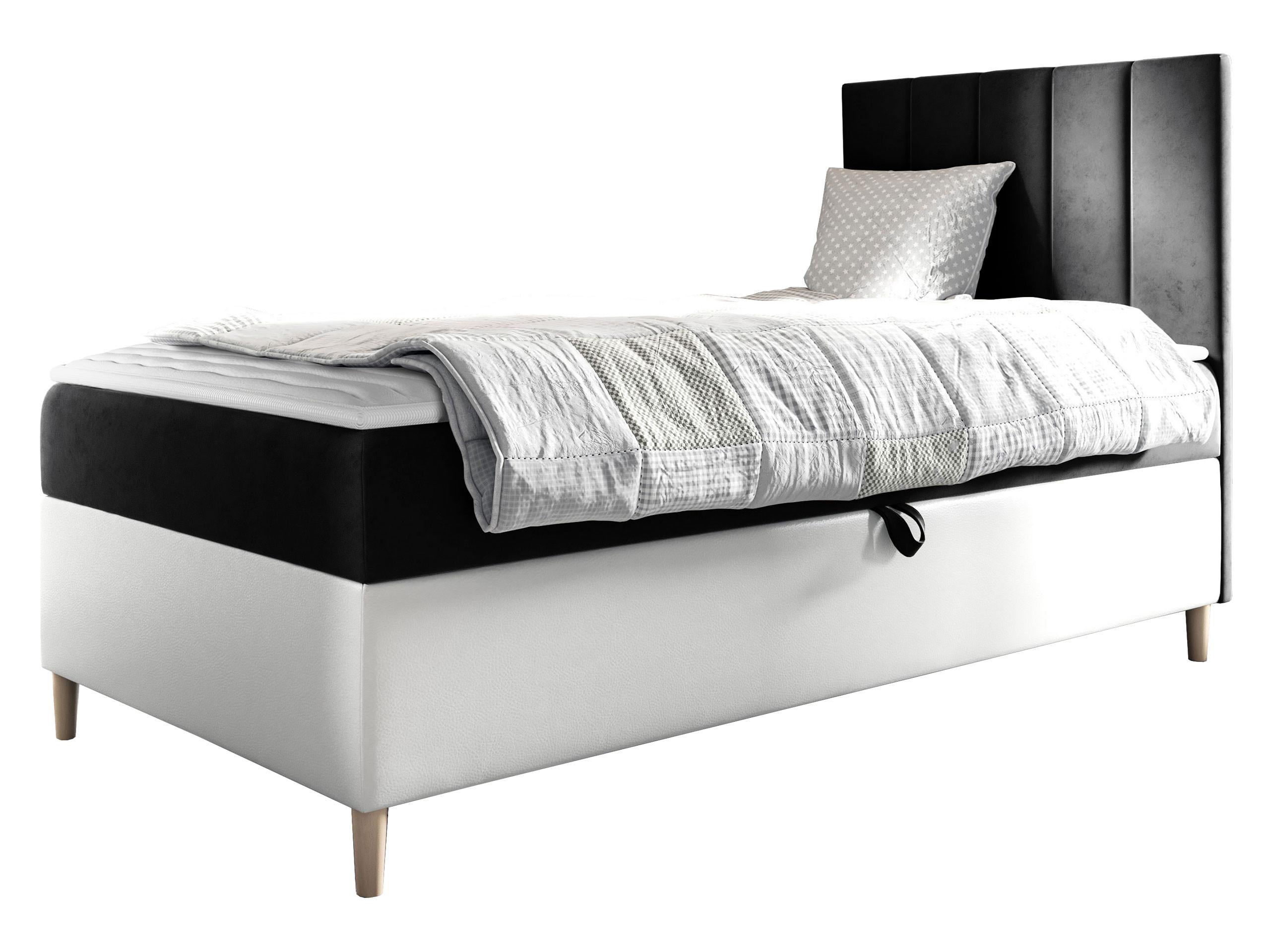BOXBETT Maja Junior 1, Seite zum Öffnen des Bettkastens: Rechts - H3 - Schwarz/Weiß, Holz (80/200cm) - MIRJAN24