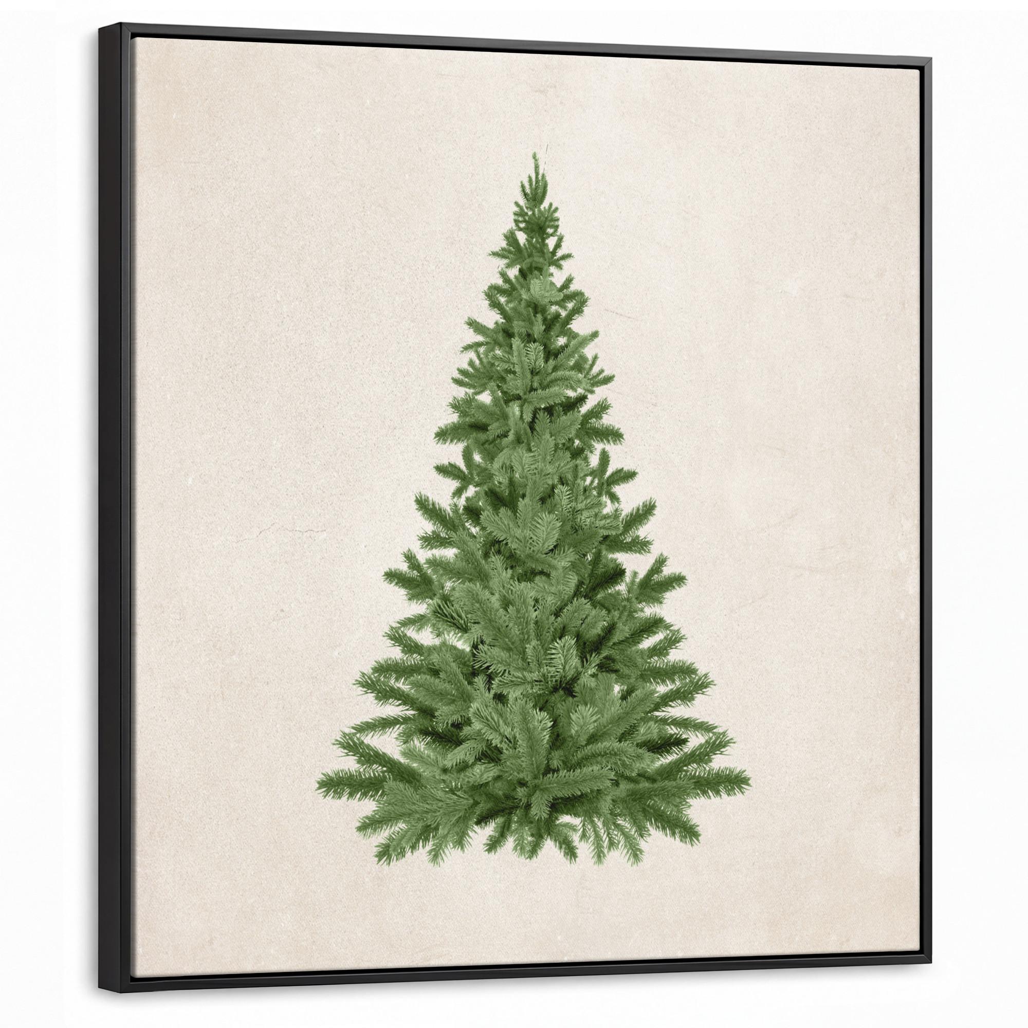 LEINWAND Bilder mit Rahmen - Weihnachtsbaum - Grün - Weihnachten - Feiertage - 90x90 - Olivgrün, Textil (90/90cm) - MuchoWow