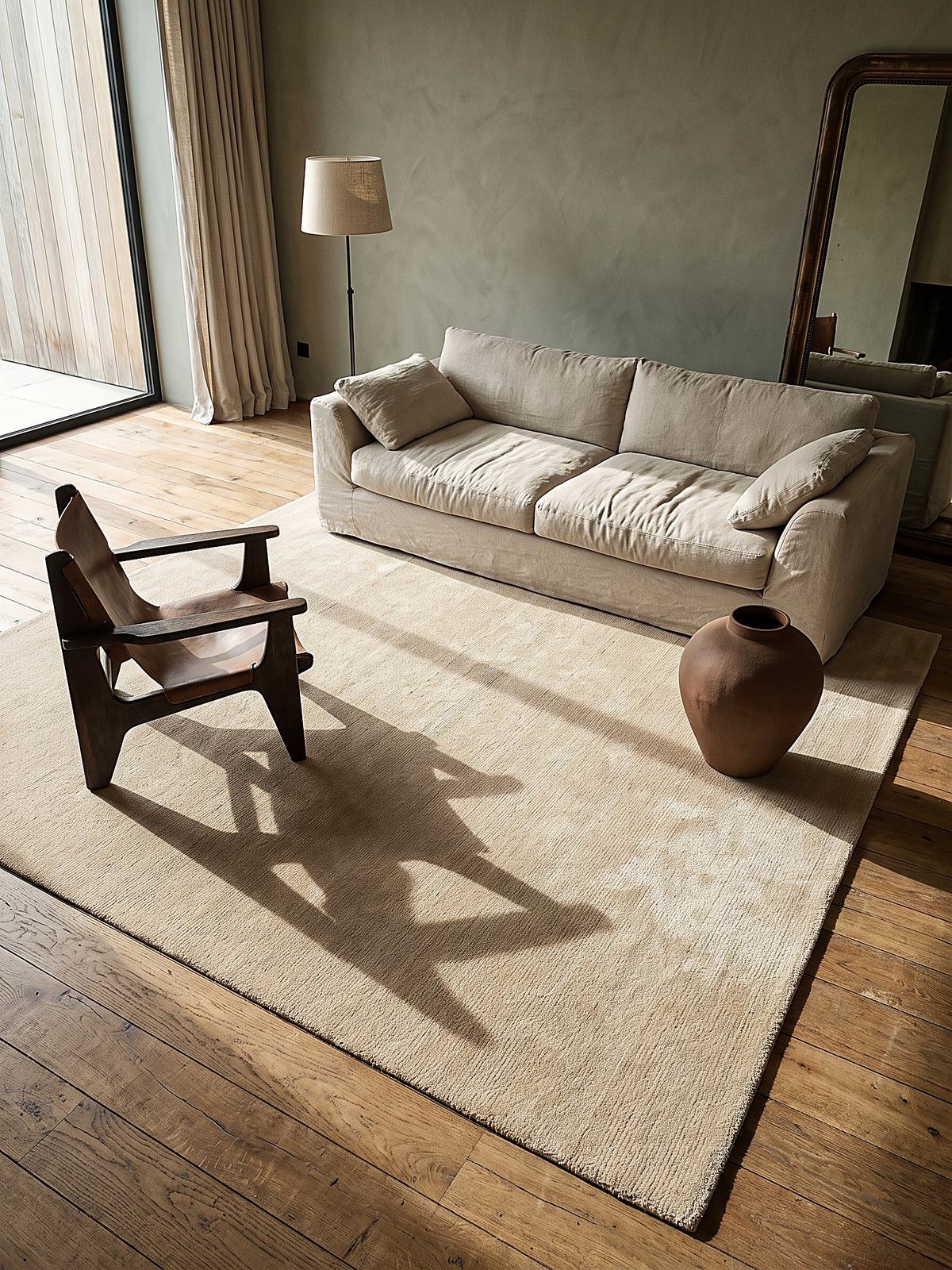 HOCHFLORTEPPICH Antirutsch Uni ALDAN Polyester Beige 240 x 240 cm - Beige, Textil (240/240cm) - KADIMA DESIGN