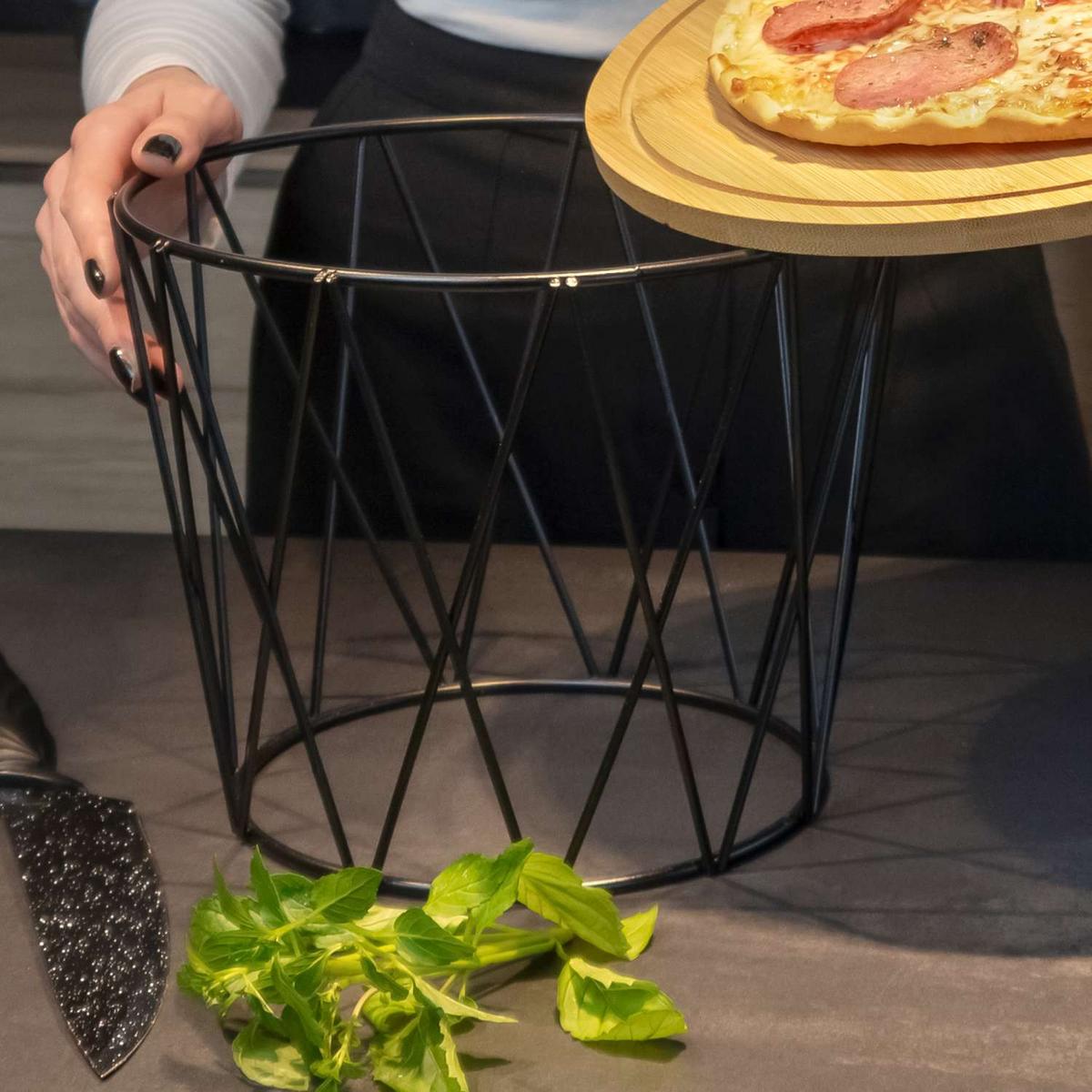 PIZZA SERVIERSTÄNDER 24.7/19/20 cm - Schwarz, Metall (19/20/19cm) - Intirilife