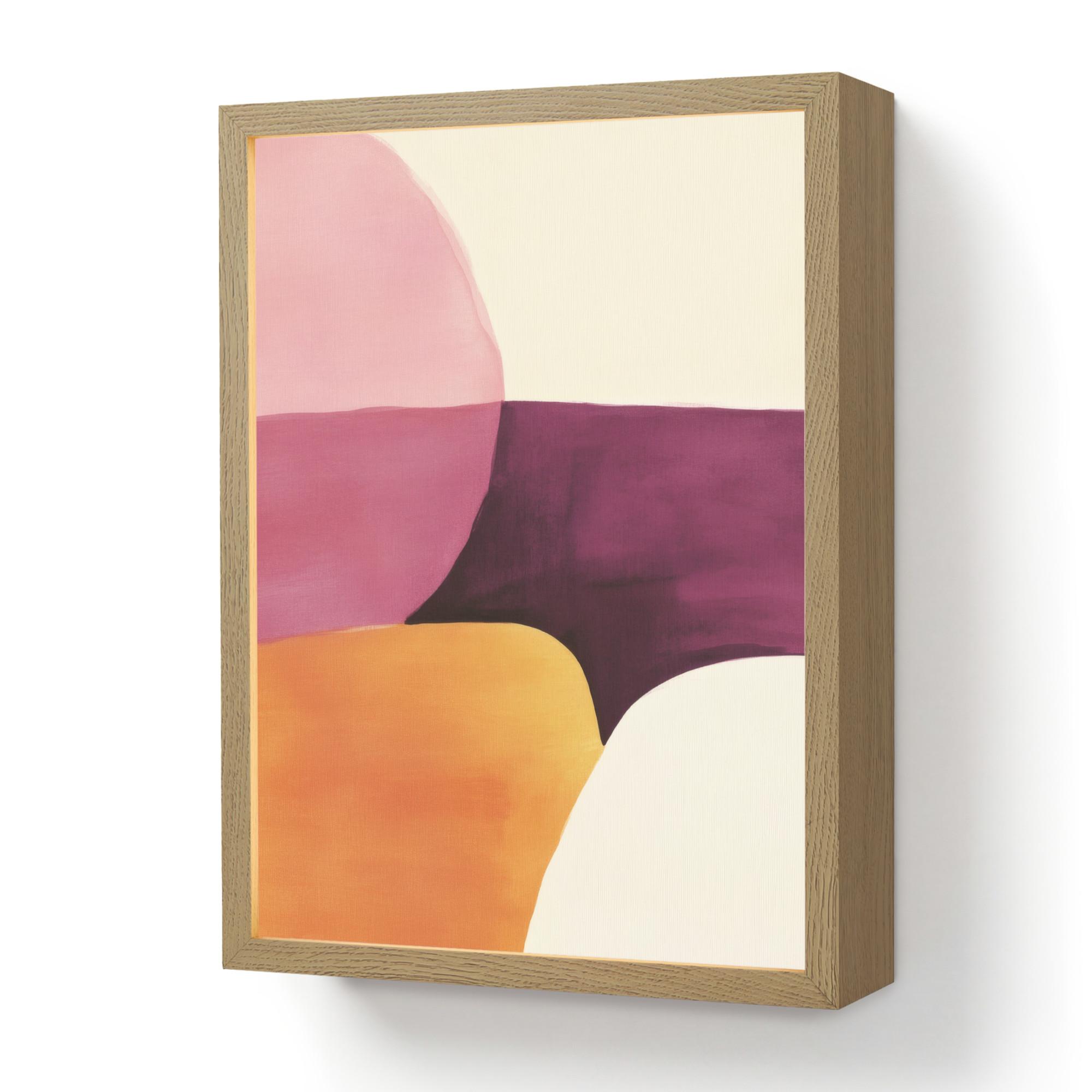 WANDLEUCHTE MIT AKKU Formen - Abstrakt - Farbenfroh 30x40 cm - Rosa, Holzwerkstoff (30/40/8cm) - OnlyWow