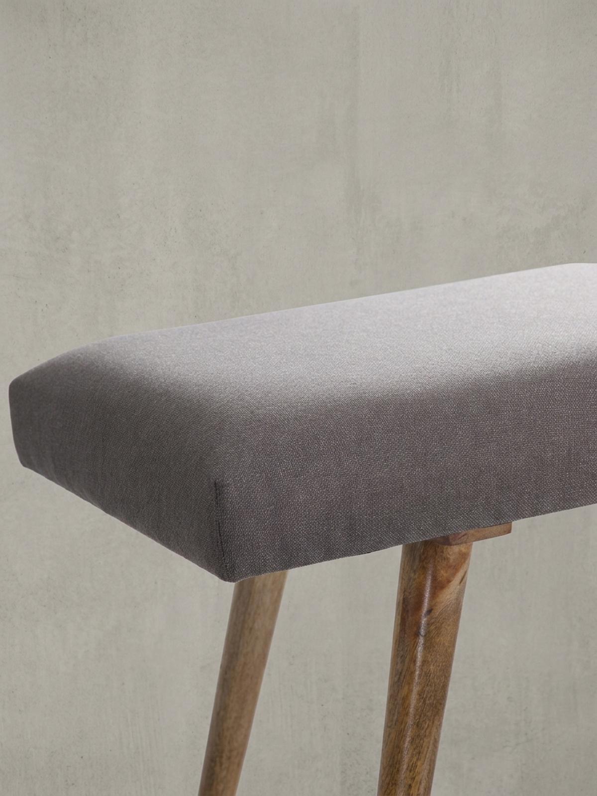 SITZBANK SILE Retro Stil Stoffbezug Massivholz, Grau 117x38x51 cm - Braun/Grau, Mangoholz/Textil (117/51/38cm) - KADIMA DESIGN