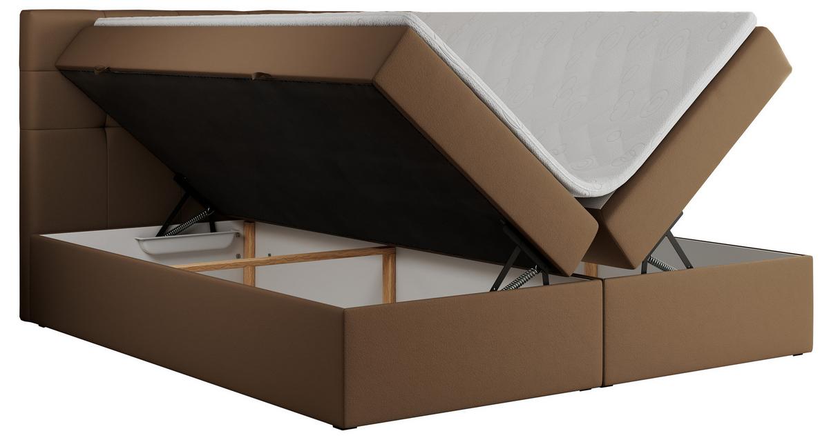 BOXBETT CENTO 200/200 Braun Kunstleder - H4 - Braun, Holz/Textil (200/200cm) - MKS