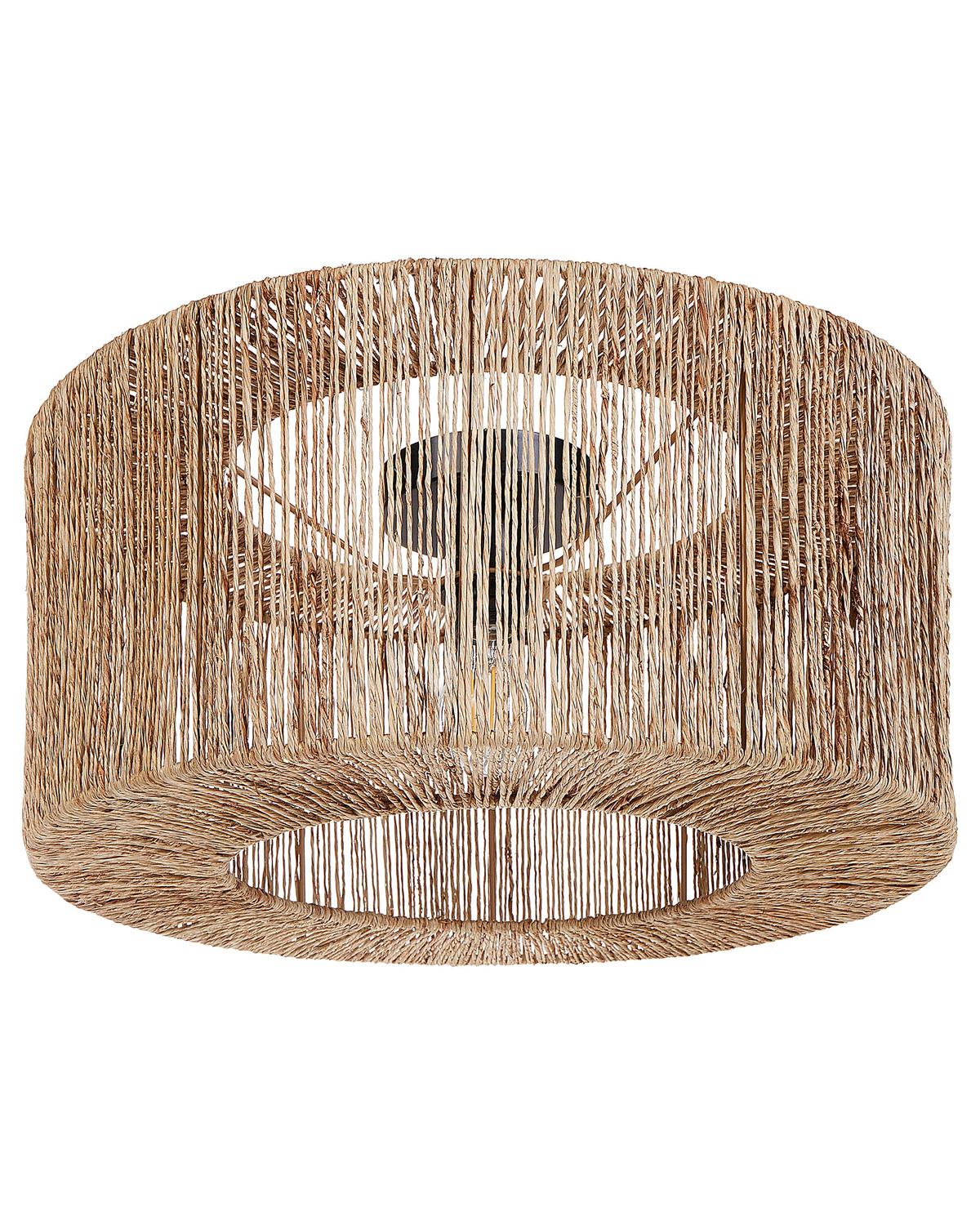 DECKENLAMPE Naturfarben/Schwarz Sewa - Schwarz/Naturfarben, Naturmaterialien (50/50/22cm) - Beliani