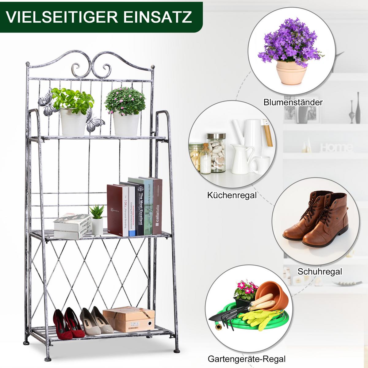PFLANZREGAL, Metall, Grau - Grau, Metall (25/96/44cm) - Outsunny