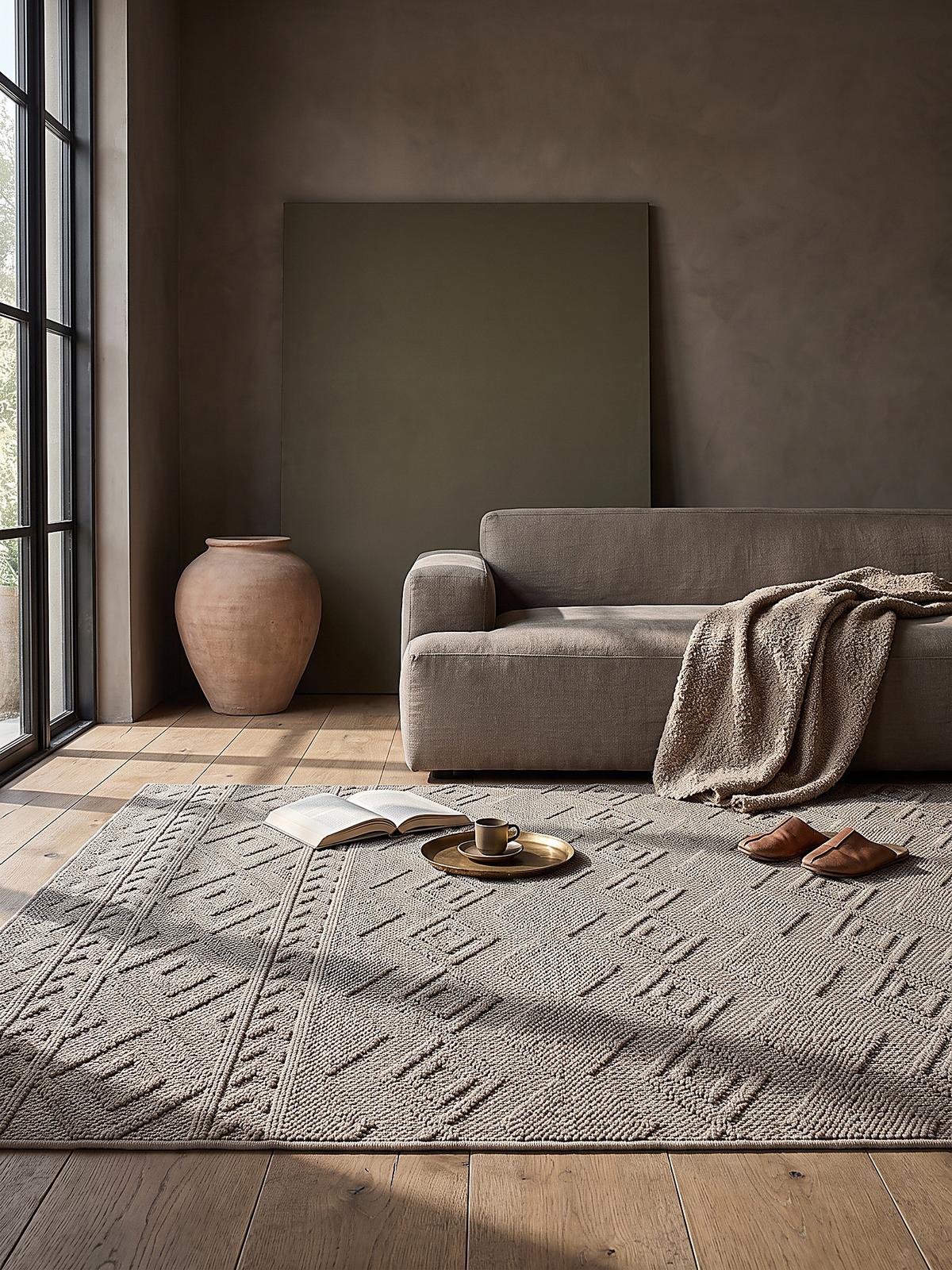 KURZFLORTEPPICH Berber STURA Polypropylen Beige 120 x 160 cm - Beige, Textil (120/160cm) - KADIMA DESIGN