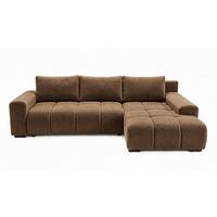 ECKSOFA Ovia mit Bettkasten und Schlaffunktion, Bouclé-Stoff in L-Form - Braun, Textil (270/185cm)