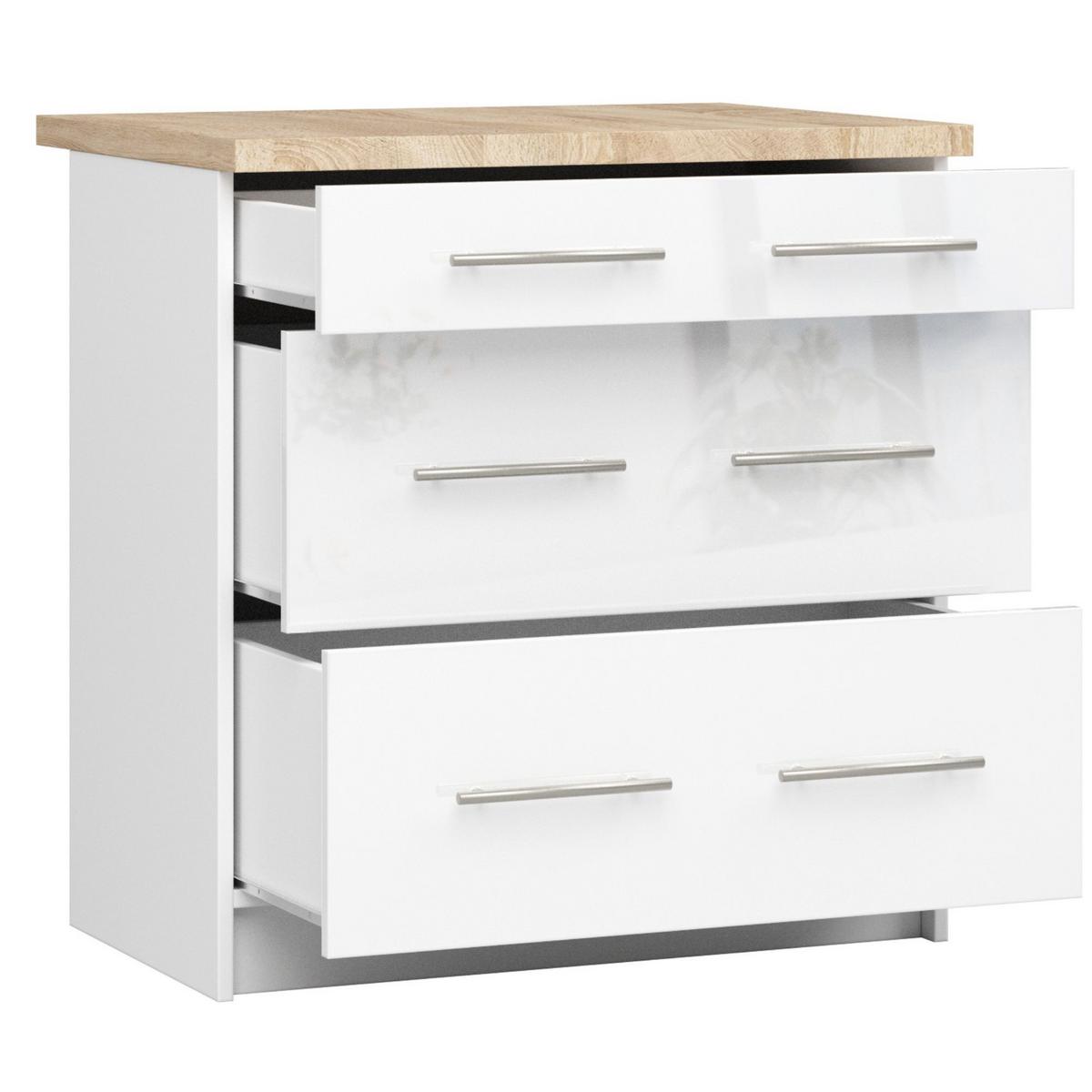 UNTERSCHRANK Weiß, Weiß Glanz 85/80/46 - Weiß Hochglanz/Weiß, Holzwerkstoff (80/85/46cm) - RAUMHIRSCH FURNITURE