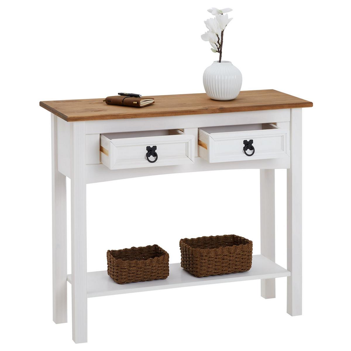 KONSOLENTISCH CAMPO weiß/braun - Weiß/Braun, Holz (32/88/73cm) - CARO-Möbel