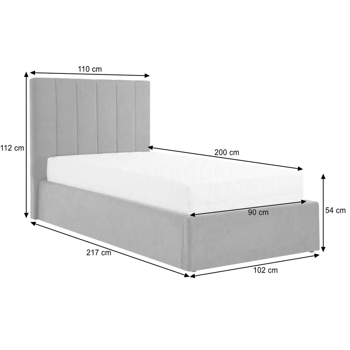 POLSTERBETT Melvio Einzelbett 90x200 cm mit Bettkasten und und Taschenfedernmatratze 26 cm, Dunkelgrau - Dunkelgrau, Textil (90/200cm) - Beautysofa