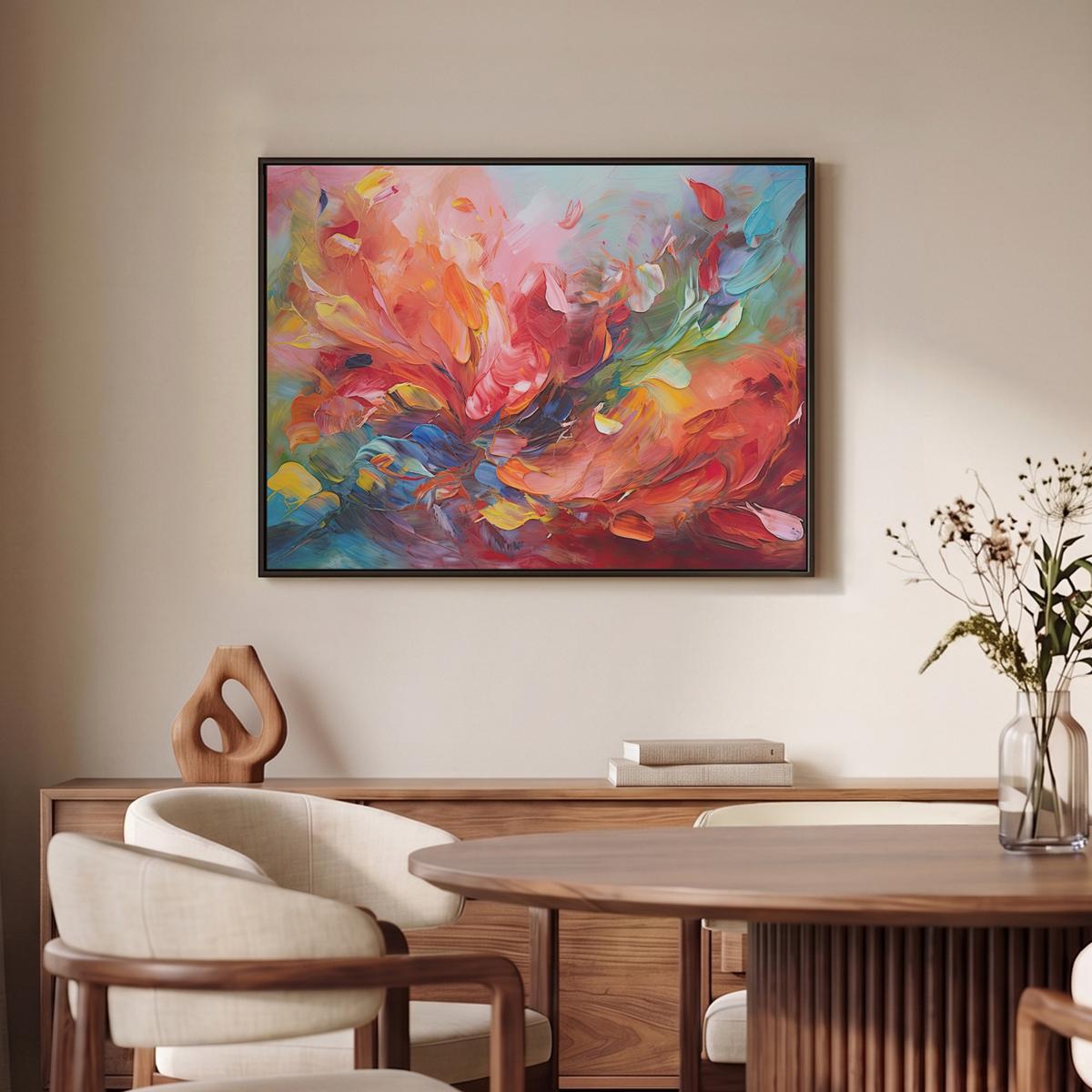 LEINWAND Bilder mit Rahmen - Ölgemälde - Kunst - Abstrakt - Farbenfroh - 80x60 - Altrosa, Textil (80/60cm) - MuchoWow