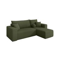 ECKSOFA mit Schlaffunktion Ottomane Rechts SENO-L 249x139x85 Grün Bouclé - Schwarz/Olivgrün, Holzwerkstoff/Kunststoff (249/139cm) - ALTDECOR