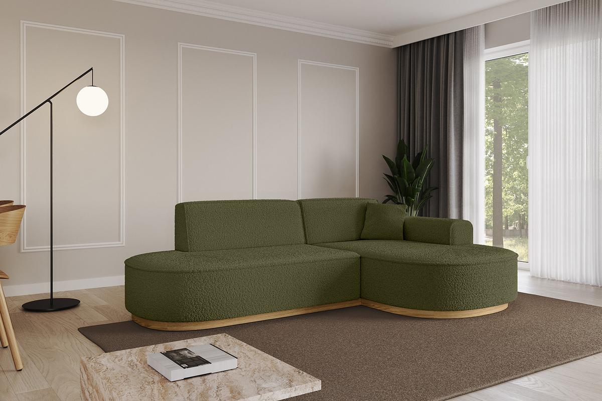 ECKSOFA Ottomane Rechts MARI-L1-v2 - 243x171x83 cm Grün Bouclé - Grün, Holzwerkstoff/Textil (171/243cm) - ALTDECOR