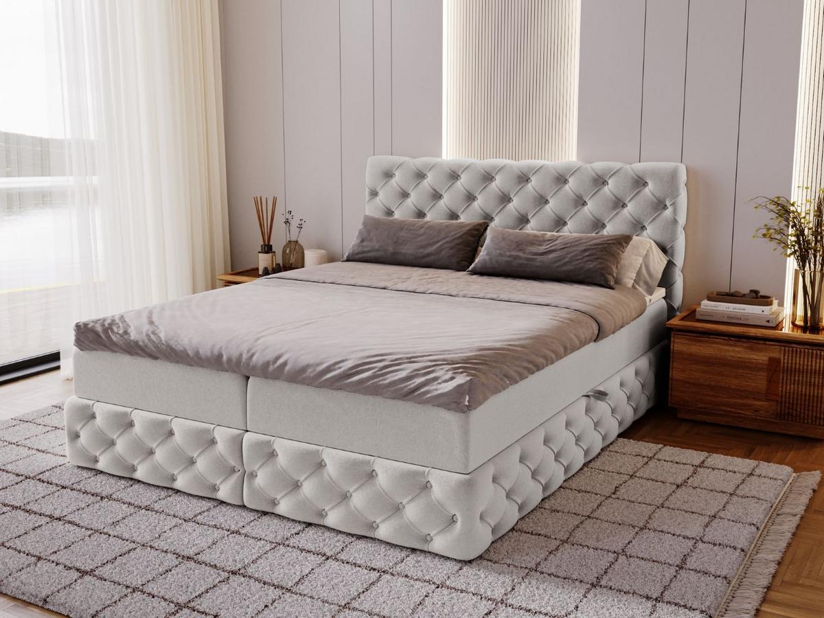 BOXBETT Canolo 160x200 Hellgrau - Hellgrau, Holz/Textil (160/200cm) - Graingold