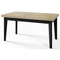 RECHTECKIGER Esszimmertisch SKANDI, ausziehbarer Tisch, Größe: 120-160X80X78 cm, Wohnzimmertisch Farbe: HALIFAX, mit Holzbeinen in Farbe Schwarz - Schwarz/Naturfarben, Holzwerkstoff (120/80/78cm) - Alpi-Möbel