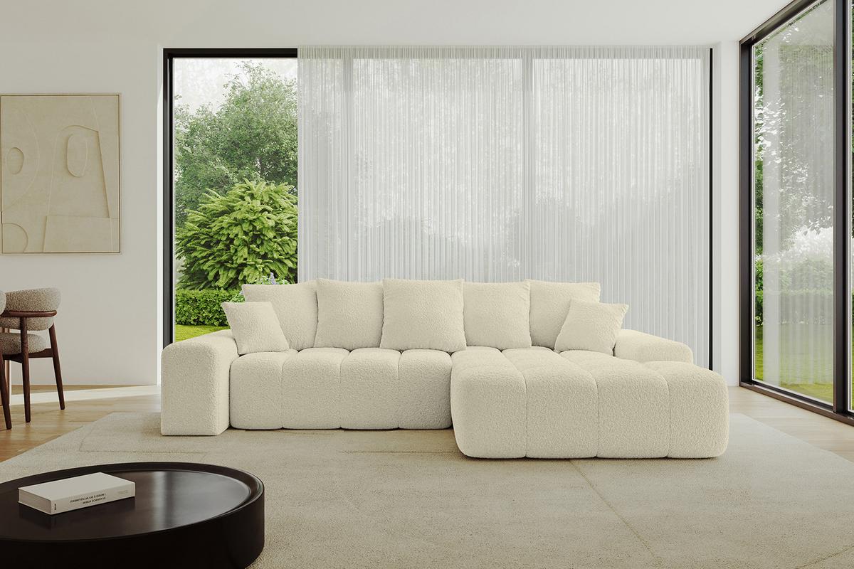 ECKSOFA Ottomane Rechts ENSI-L - 267x164x69 cm Creme - Hellbraun/Creme, Holzwerkstoff/Kunststoff (164/267cm) - ALTDECOR