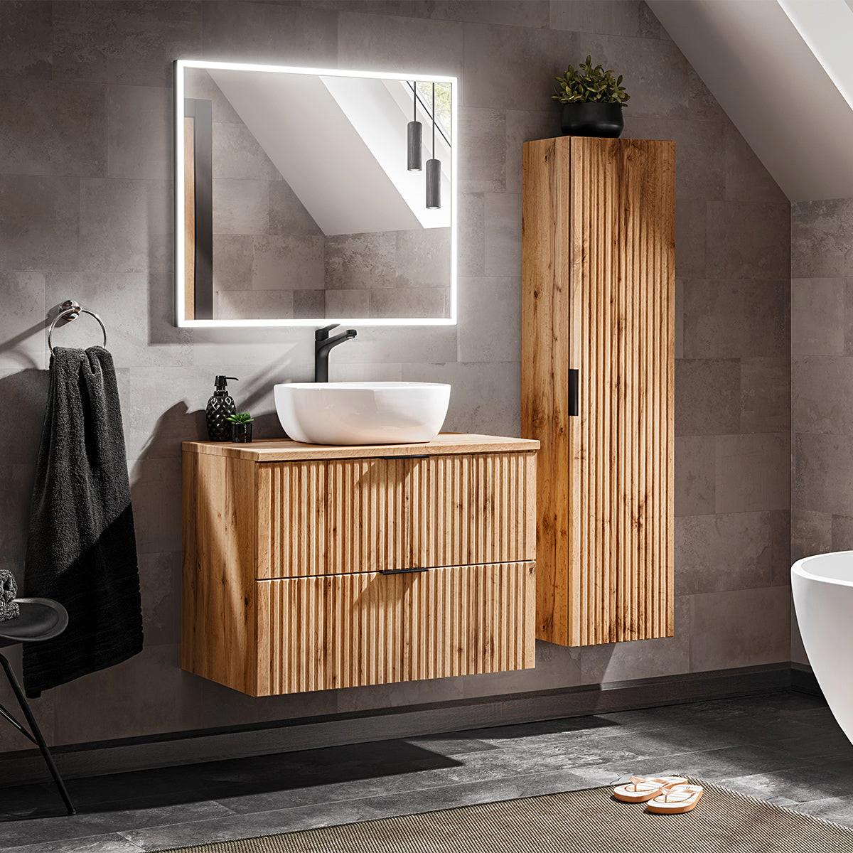 BADMÖBEL 80.6cm Adriel 2er-Set Holz - Braun, Holzwerkstoff (80.6/59/46cm) - Petits-meubles