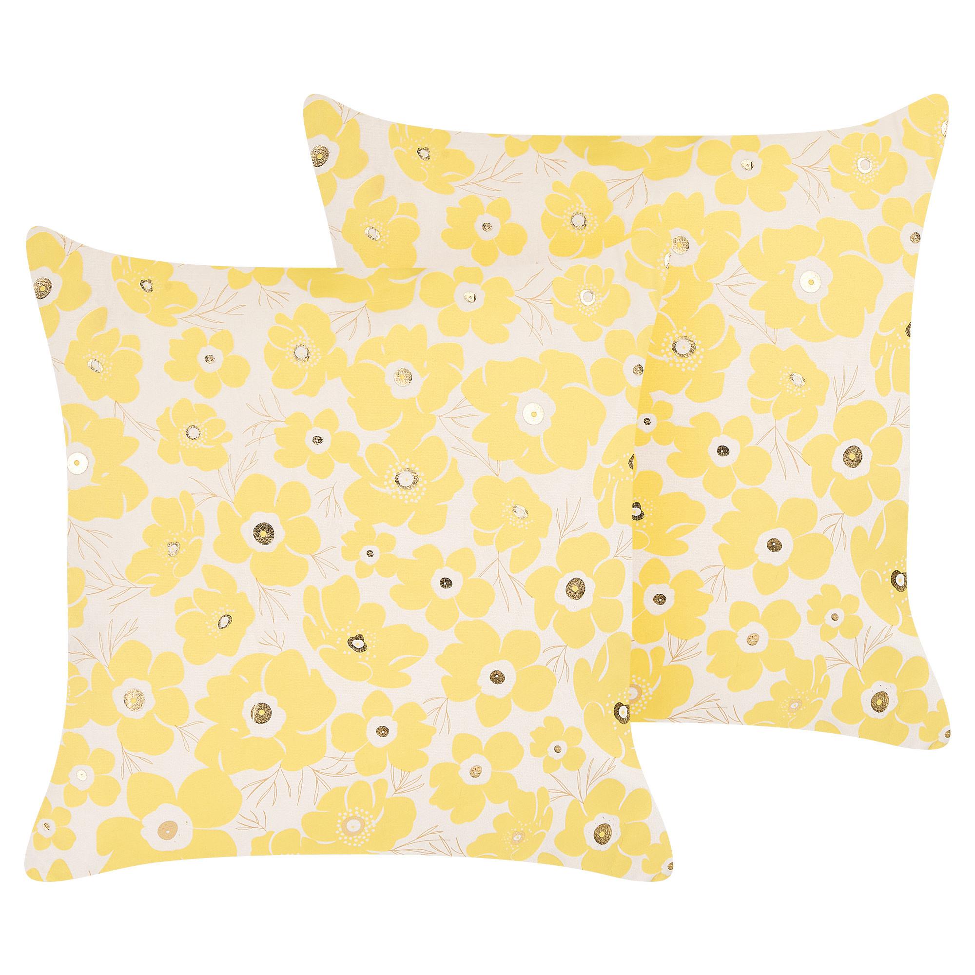 DEKOKISSEN 2er-Set Gelb 45/45 cm Triteleia - Gelb, Textil (45/45cm) - Beliani