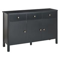 SIDEBOARD mit 3 Türen Schwarz Olate - Schwarz, Holzwerkstoff (120/75/39cm) - Beliani