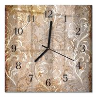WANDUHR aus Glas 30x30 cm - Blumenmuster - Braun, Glas (30/30/0.4cm) - TULUP