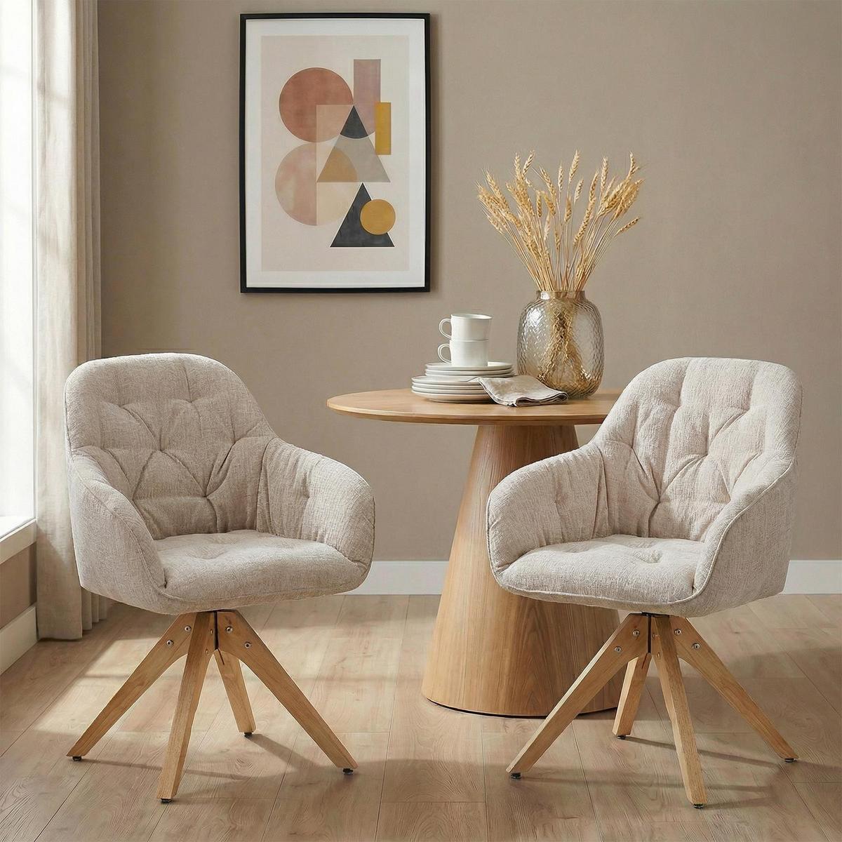ESSZIMMERSTÜHLE SAGA 2er-Set beige - Beige, Textil (57/81/62cm) - IDIMEX