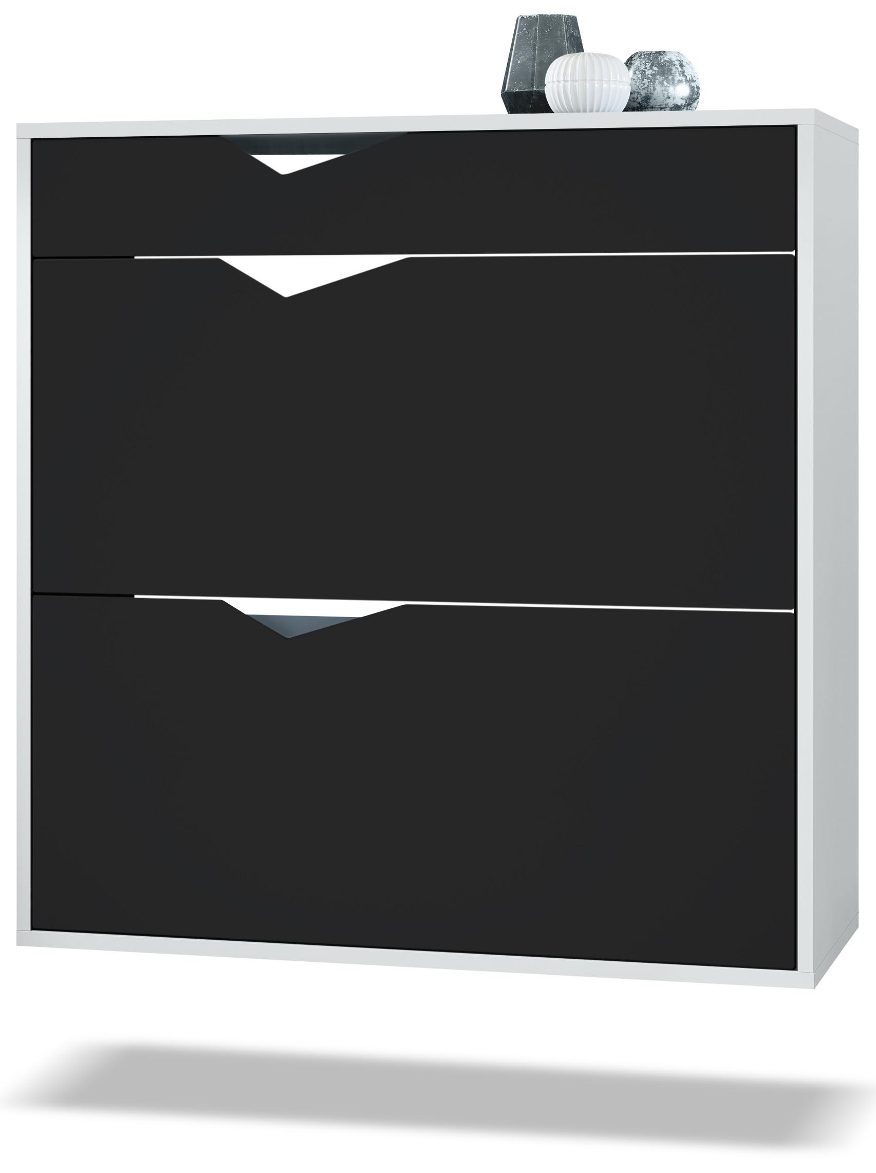SCHUHSCHRANK Kolmio Fronten in Schwarz matt - Schwarz, Holzwerkstoff (85/87/33cm) - Vladon