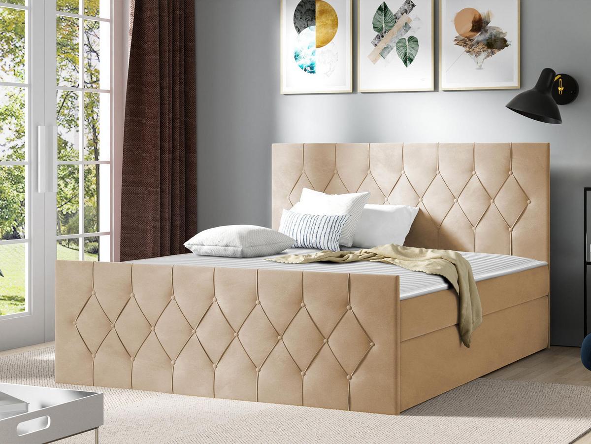 BOXBETT Sky Lux - H3 - Beige, Holz (160/200cm) - MIRJAN24
