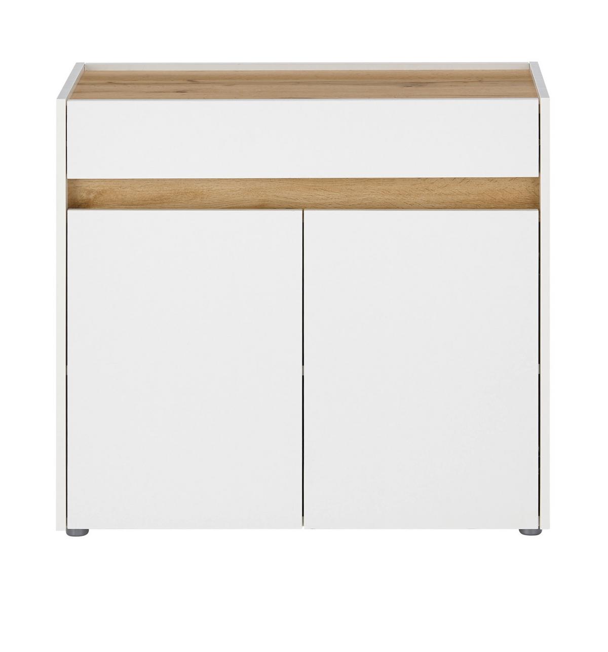STANDCONTAINER Weiß, Eiche Wotan 80 x 70 cm, Büro Kommode mit Schubkasten, Schreibtischhöhe - Eichefarben/Eiche Wotan, Holzwerkstoff/Kunststoff (80/70/40cm) - Furn.Design