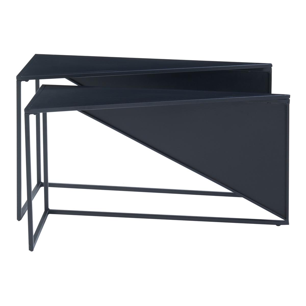 SATZTISCH Kungsör - Schwarz, Metall (74/36/44.5cm) - [en.casa]
