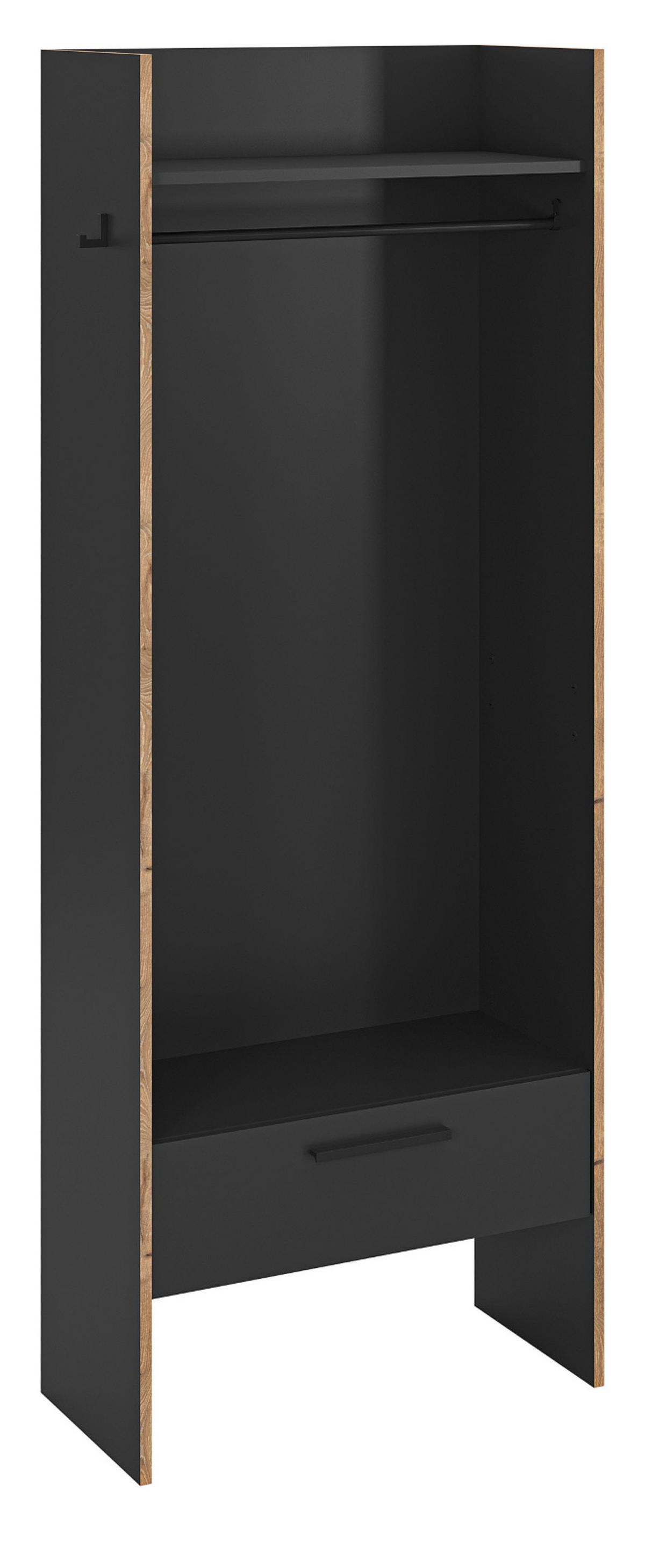 GARDEROBE grau und Nox Eiche, Kompaktgarderobe 70 x 189 cm, Salud - Eichefarben/Grau, Holzwerkstoff (70/189/37cm) - Inn.Furn