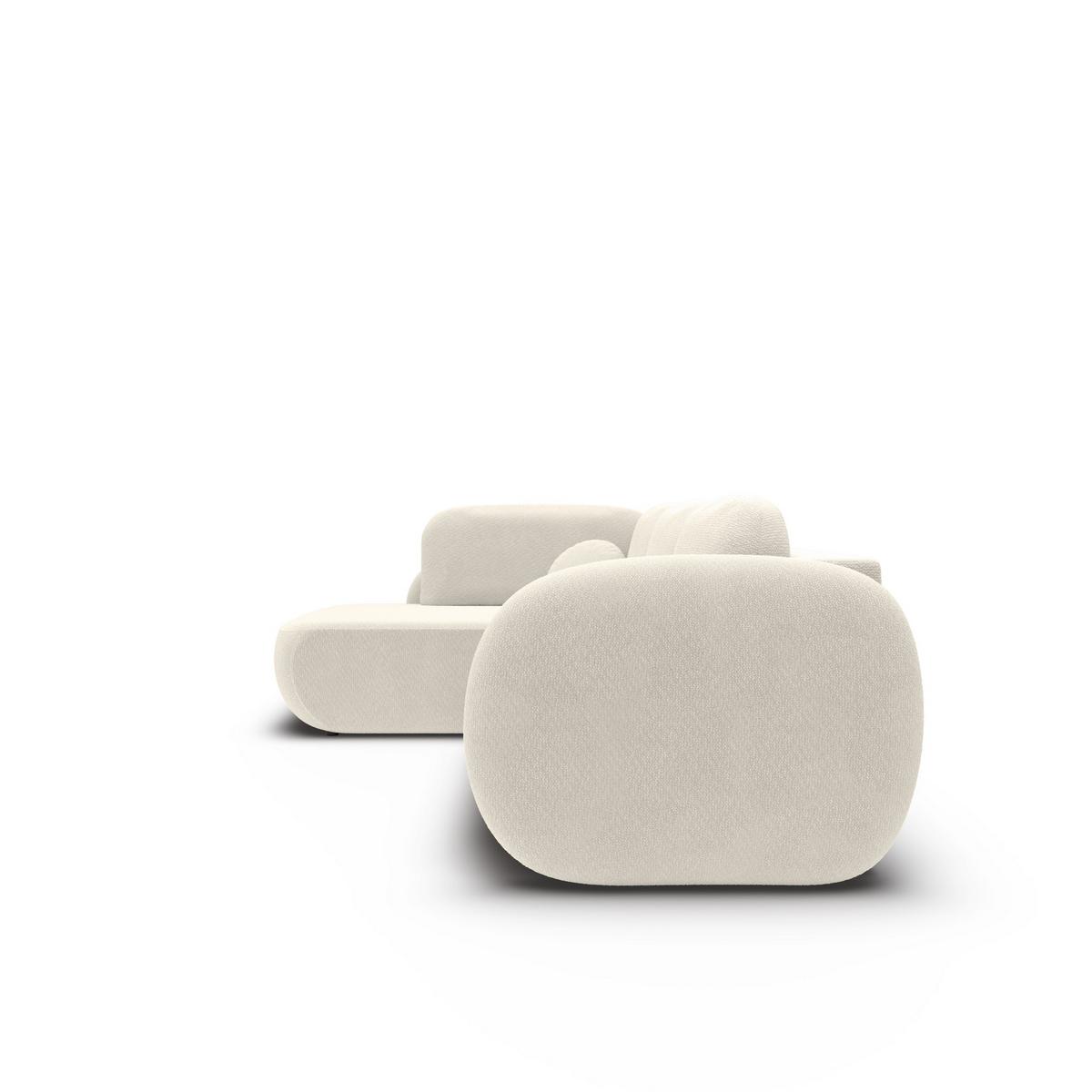 ECKSOFA AMICO II L-S Creme Geflochtener Stoff mit Schlaffunktion - Creme, Holz (289/190cm) - MASSENO