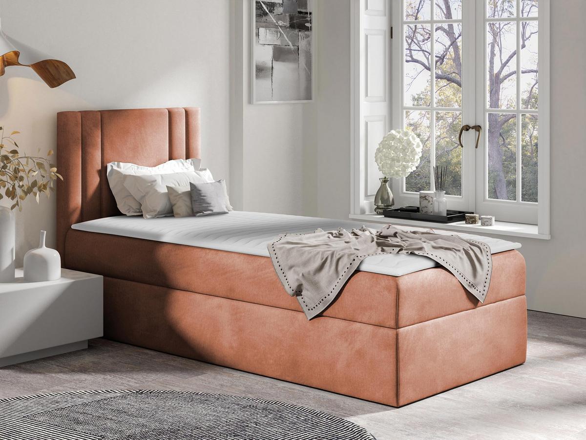 BOXBETT Carmen Mini, Seite zum Öffnen des Bettkastens: Links - H3 - Orange, Holz (80/200cm) - MIRJAN24