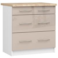 UNTERSCHRANK Weiß, Cappuccino Glanz 85/80/46 - Weiß/Cappuccino, Holzwerkstoff (80/85/46cm) - RAUMHIRSCH FURNITURE