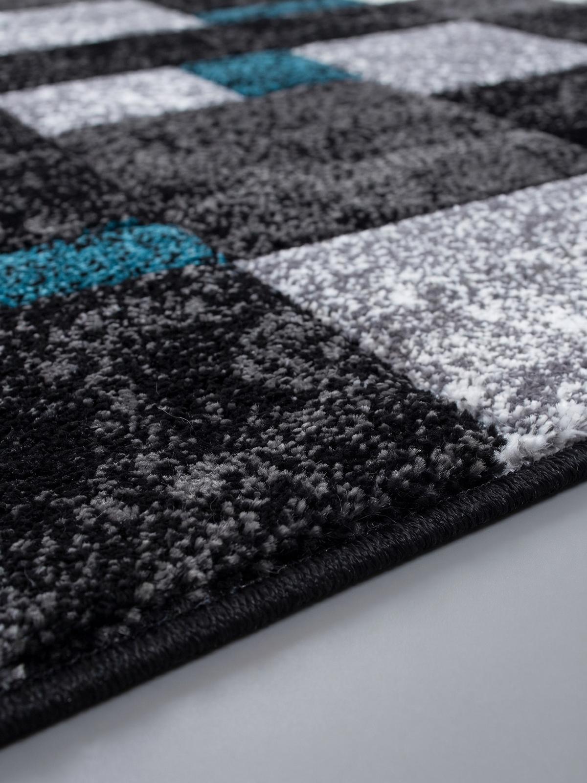 KURZFLORTEPPICH LATEMAR, kariert, Türkis, 80 x 300 cm - Blau, Textil (80/300cm) - KADIMA DESIGN