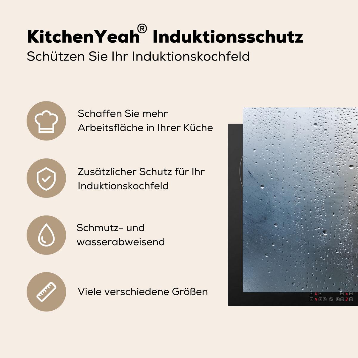 HERDABDECKPLATTE Herz - Kondenswasser - Wasser - 3D Induktionsschutz 91.6x52.7 cm - Grau, Kunststoff (91.6/52.7/0.2cm) - MuchoWow