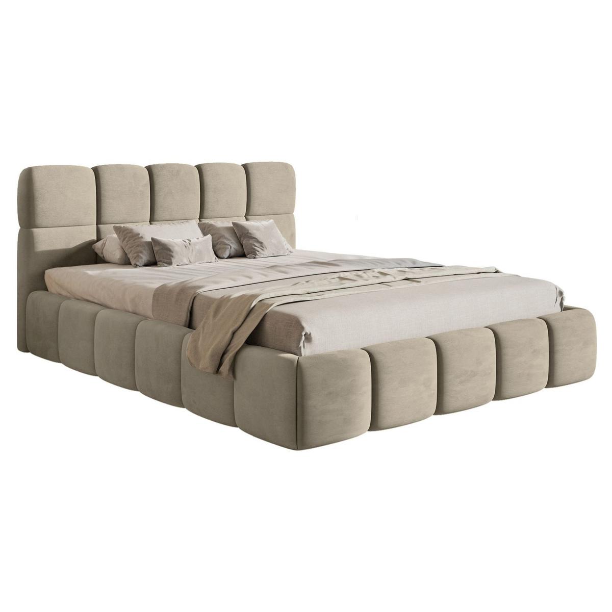 POLSTERBETT Cloudy Graubeige Samt, 120x200 cm - Taupe/Schwarz, Kunststoff/Textil (120/200cm) - Selsey